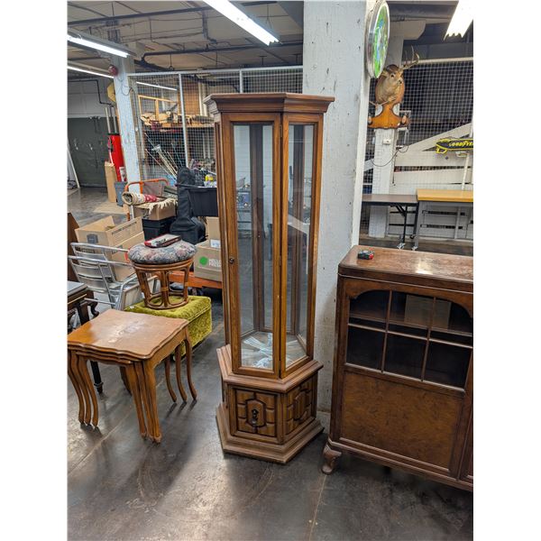 Trapezoid Curio Cabinet W/ Light