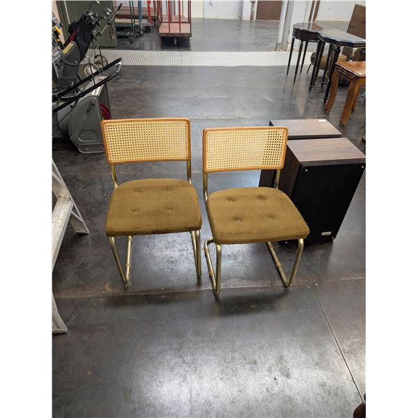 Pair of Mid Century Cantilever Cesca Style Chrome Tubular Dining Chairs