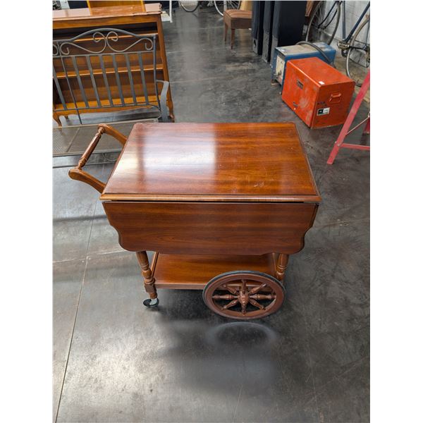 Vintage Wooden Tea Cart w/Drop Leaf