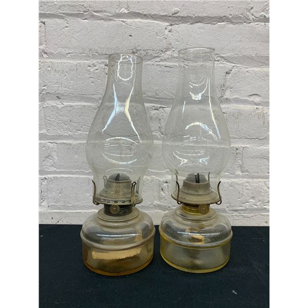 Pair of Vintage Glass Oil Lanterns