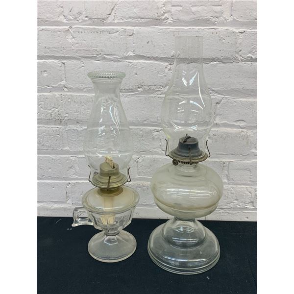 Pair of Glass Oil Lamps