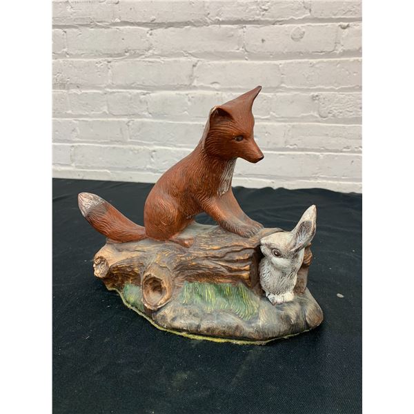 Fox and Hare Ceramic Figurine 8" tall