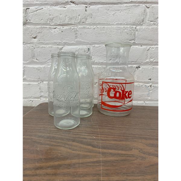 Vintage Glass Coca Cola Milk Style Bottles and Jug