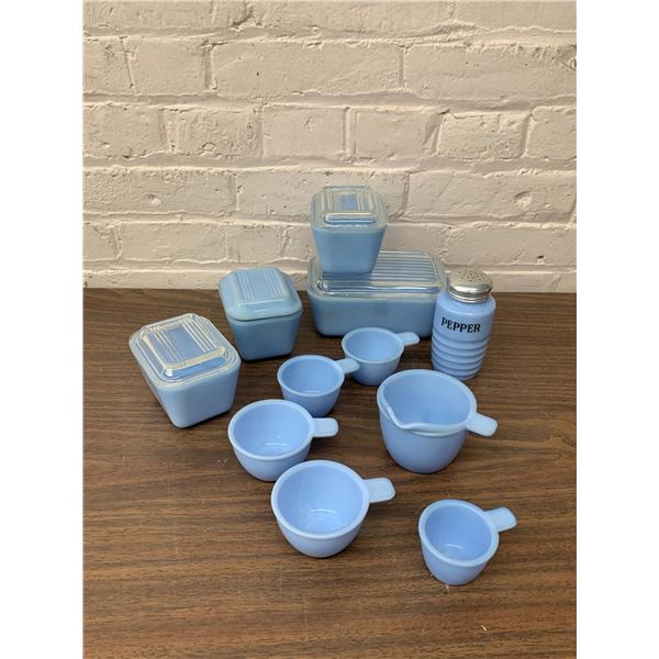 Delft Blue Pyrex Fridge Storage, Measuring Cups and Misc Pieces