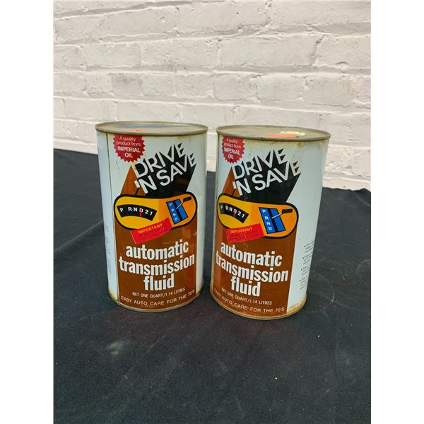 Pair of FULL Vintage Automatic Transmission Fluid by Drive N Save Imperial Oil 1 Litre