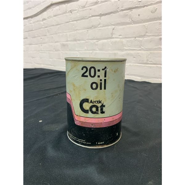 20:1 Arctic Cat 1 Quart Oil Tin Can, Vintage
