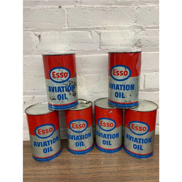 Lot of 6 ESSO Aviation Oil Tins Cans (empty)