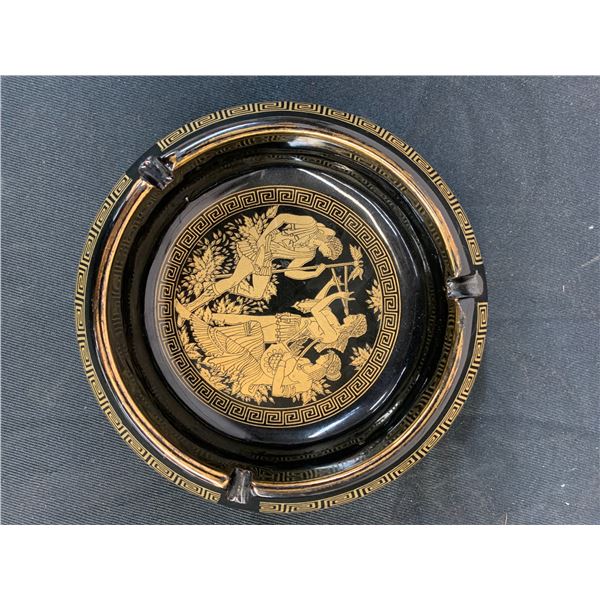 Adis Handmade in Greece with 24k Gold Paint Greek Mythology Artwork 5.5" Ashtray