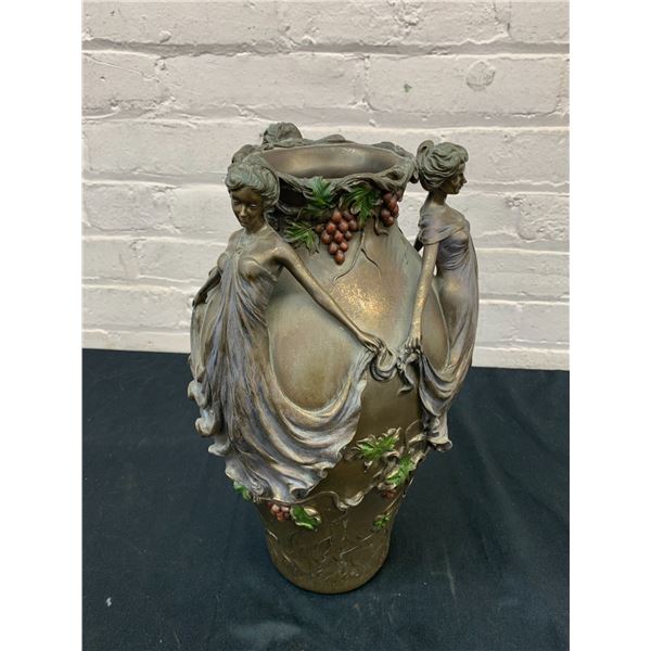Resin Polystone Rennaisance Style Vase, Metallic Finish 14"