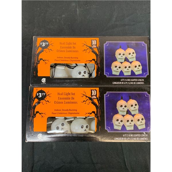 Lot of 2 Boxed 6ft Skull String Lights Patio Lights  Halloween