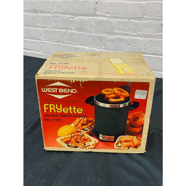 West Bend Fryette No 5121 Electric Deep Fryer w Box New Old Stock