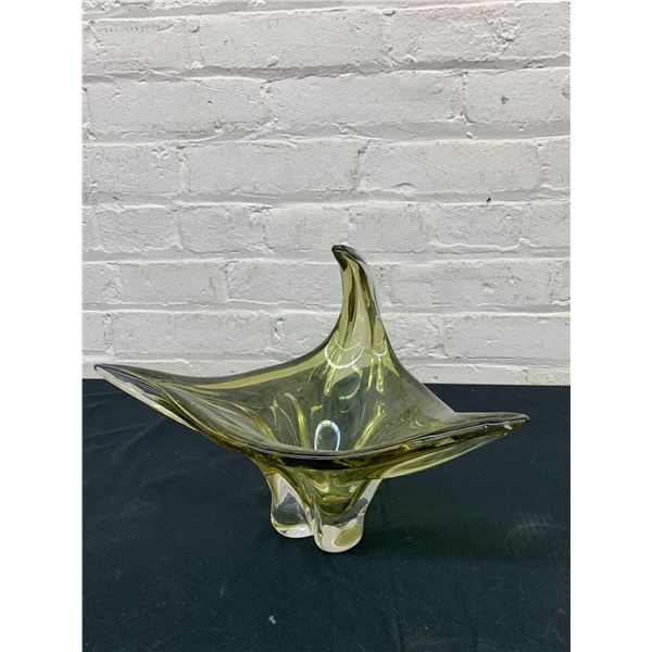 Vintage Art Glass Blown Glass MCM Green Centerpiece