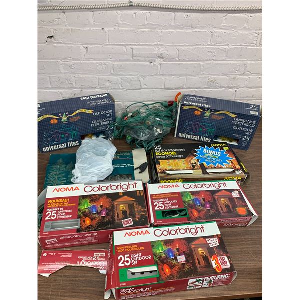 Lot of Vintage NOMA & Other Christmas String Lights, Indoor Outdoor Multicolor & Solids