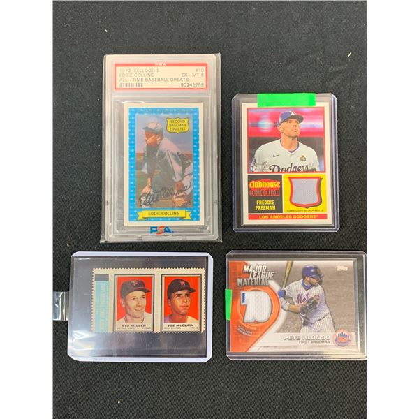 MLB Baseball Lot ft. 2 Patch cards Pete Alonzo & Freddie Freeman, 1961 MLB Stamps, PSA Eddie Collins