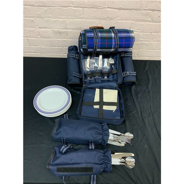 Camping Backpack Complete with Blanket, Cutlery Plates Cups