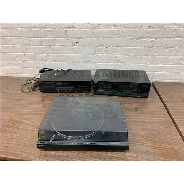 SONY Console Set Turntable Record Player, Double Cassette Player, Receiver  STR-AV500