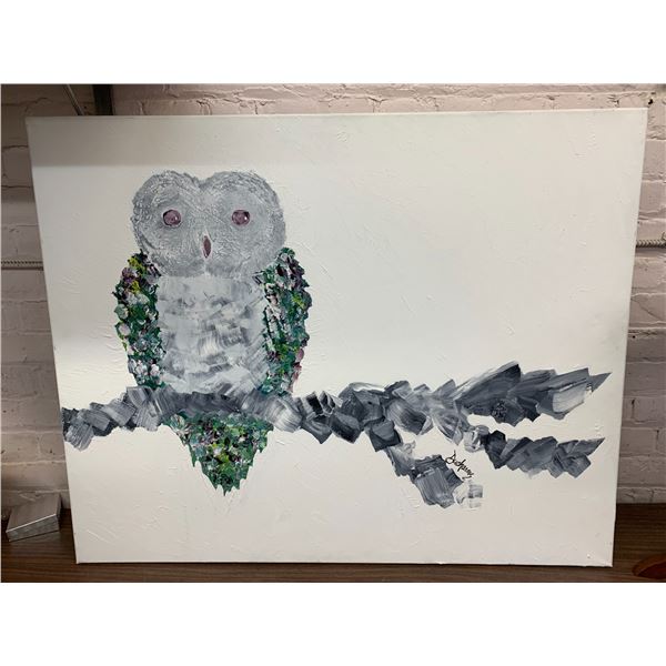 Original Painting of Owl Signed Ducharme 39" x 31"