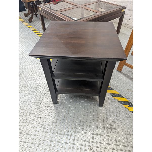 3 Tier Dark Wood End Table