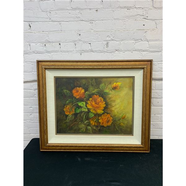 Vicki Dibben California Artist Vintage Framed Original Painting of Flowers 34" x 28"