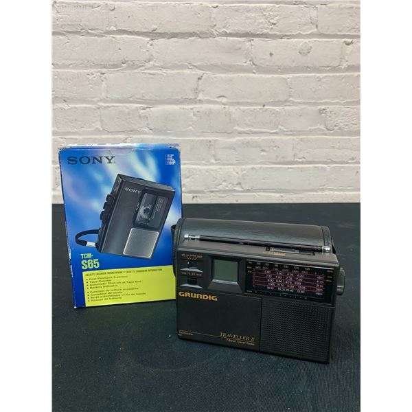 SONY Cassette Recorder and Grundig Travel Radio