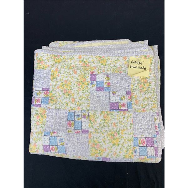 Vintage Handmade Quilt Blanket Light, Floral Patchwork Style