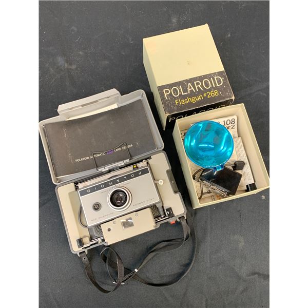 Polaroid 230 Automatic Land Camera and Polaroid Flash Gun#268