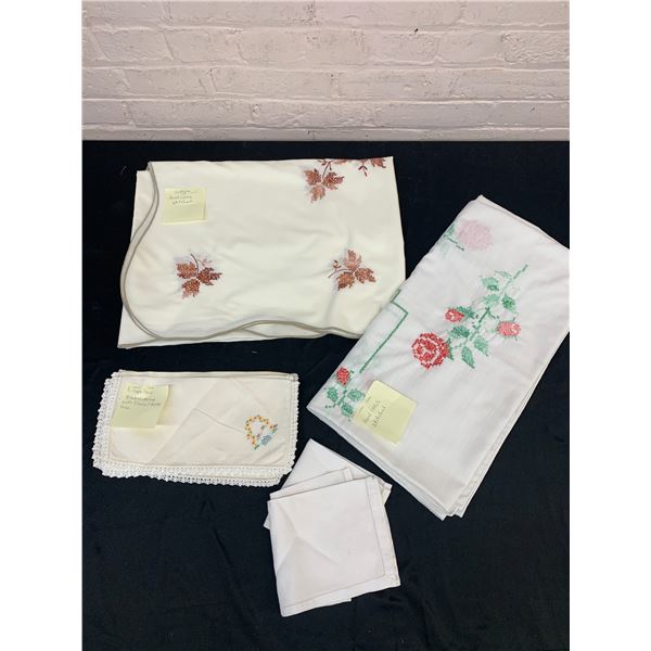 Vintage Hand Cross Stitched / Hand Embroidered Tablecloths