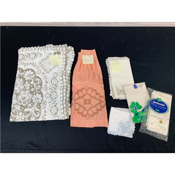 Vintage Linens, Handmade Apron and Tablecloth