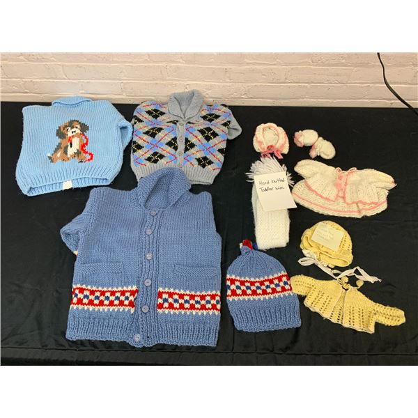 Hand Knitted Vintage Toddler Sized Clothing and some Vintage Handmade Doll Clothes
