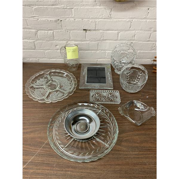 Lot of Glass and Crystal Serving Ware Platters, Bowls, etc