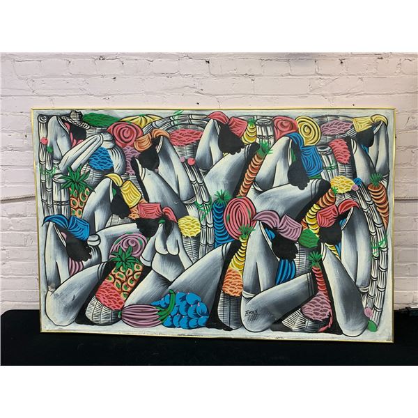58" x 37" Artist Signed Einock Original Framed Painting, Abstract