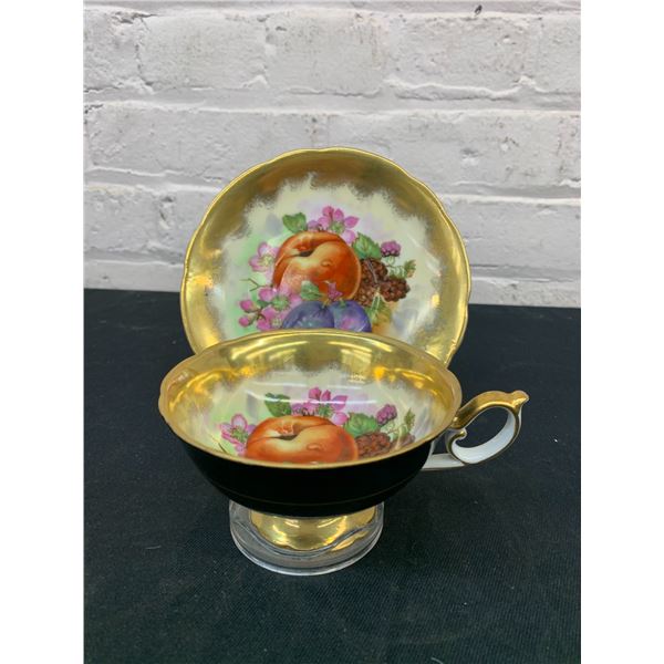 Hand Painted Made in Occupied Japan Tea Cup and Saucer, Gold Trim
