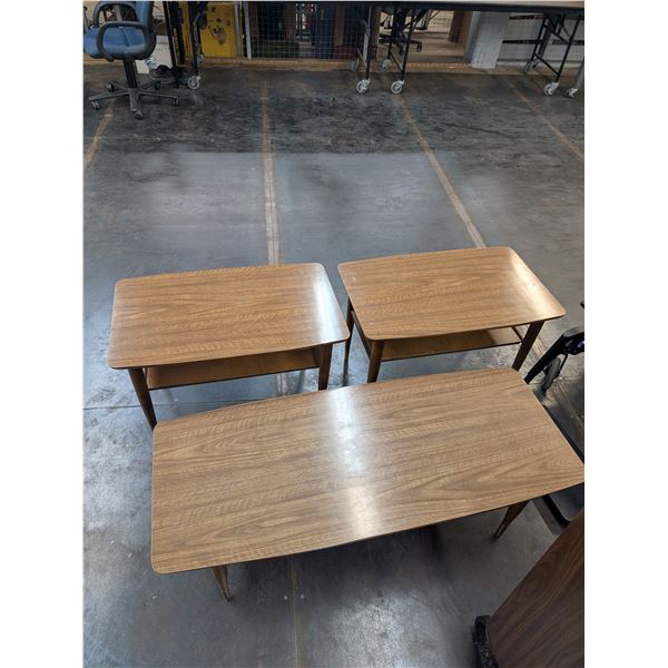 Set of 3 Mid Century Tables Coffee End