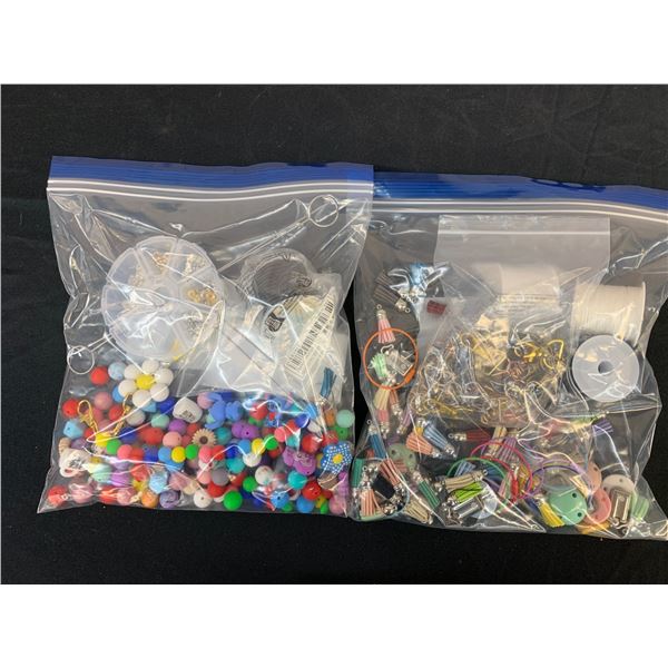 Lot of Crafting Supplies for Bracelet / Keychain Crafting. Vinyl Beads, Tassles, etc