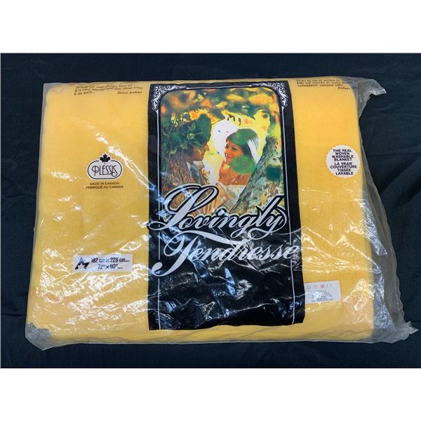 Vintage Lovingly Tendresse Woven Blanket NOS Yellow