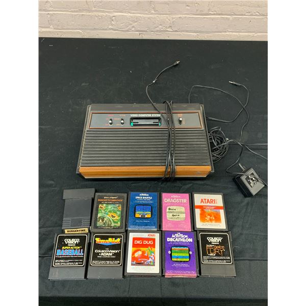 Atari 2600 Wood Panel Video Game System, 10 Games, Power Cable