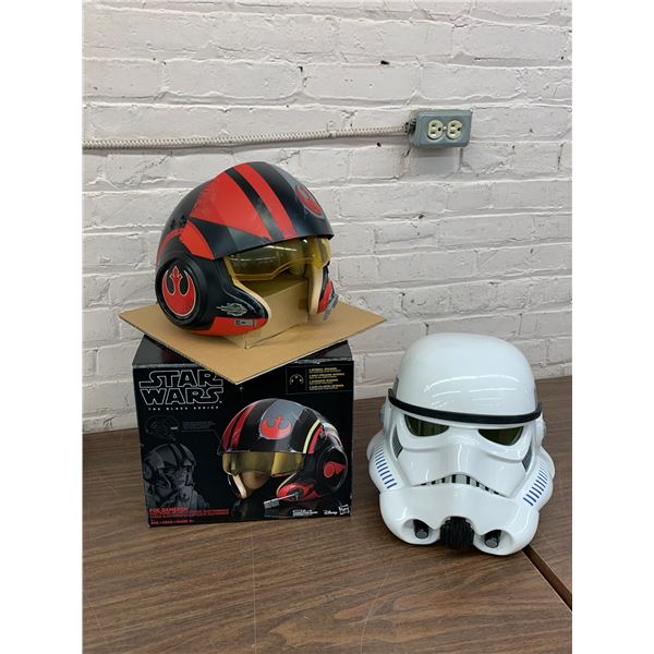 Lot of 2 Star Wars Helmets Black Series Poe Dameron Pilot Helmet and Stormtrooper Helmet