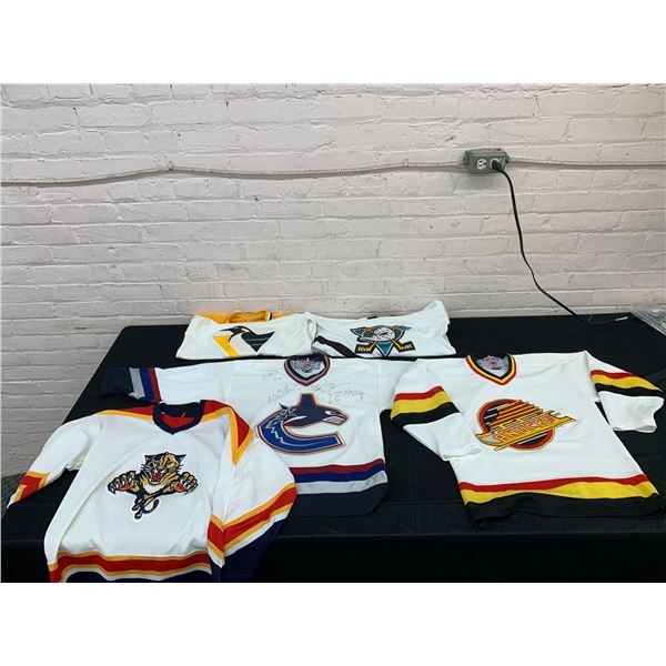 Lot of 5 CCM Childrens Boys L / XL Jerseys Vancouver Canucks (Autographed), Panthers, Mighty Ducks