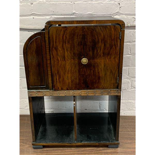 Vintage Art Deco Side Table Magazine Stand with Drawer