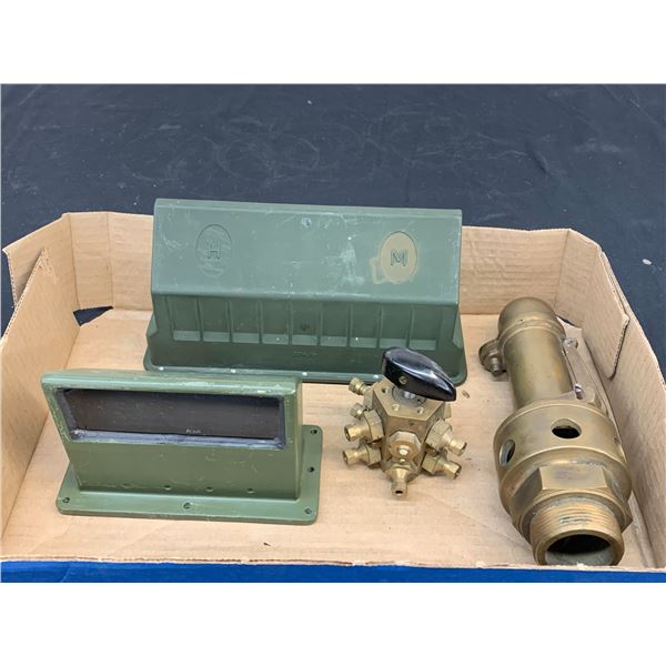 Lot of Old Ship Parts / Boat Items / Military?? Parascope, Solid Brass Relief Valve & etc