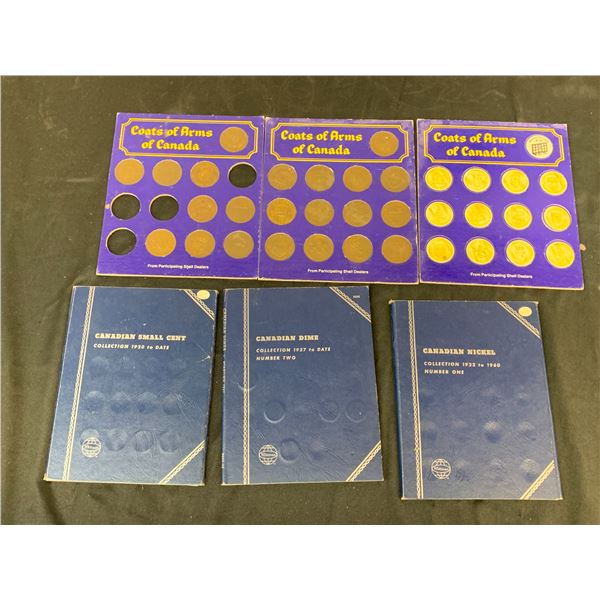 Lot of Coin Sets Coat of Arms Canada (incomplete) and Nickel, Dime and Small Cent Books (incomplete)