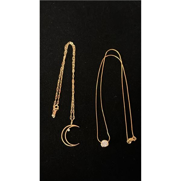 APPROX 14K CHAIN (15") WITH APPROX 14K PENDANT SET WITH DIAMOND & APPROX 14K CHAIN (18") WITH