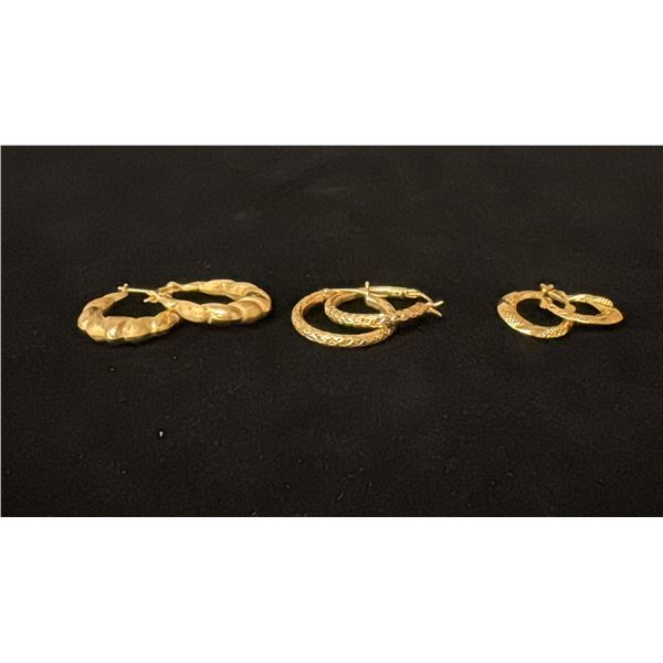 THREE PAIRS APPROX 10K+ EARRINGS (4.2G)