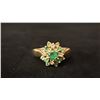 Image 1 : APPROX 14K LADIES CLUSTER RING SET WITH EMERALDS AND DIAMONDS (3.8G)