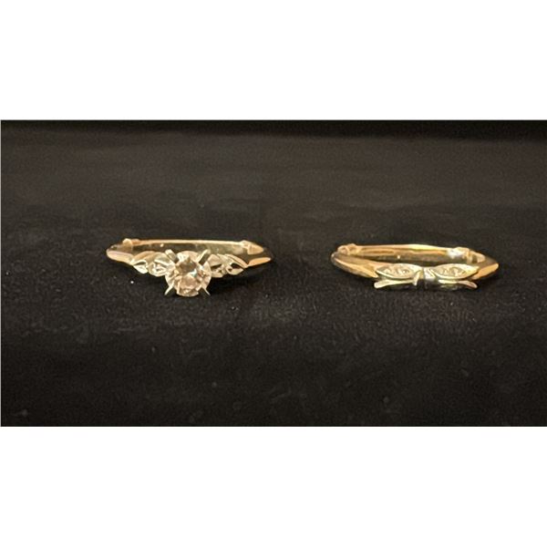 APPROX 14K+ LADIES ENGAGEMENT RING SET WITH DIAMONDS (.01-.38CT) & APPROX 14K+ WEDDING RING SET