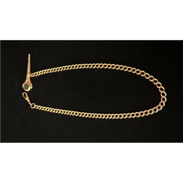 APPROX 15K WATCH CHAIN (17") WITH APPROX 15K WATCH KEY (44.9G)