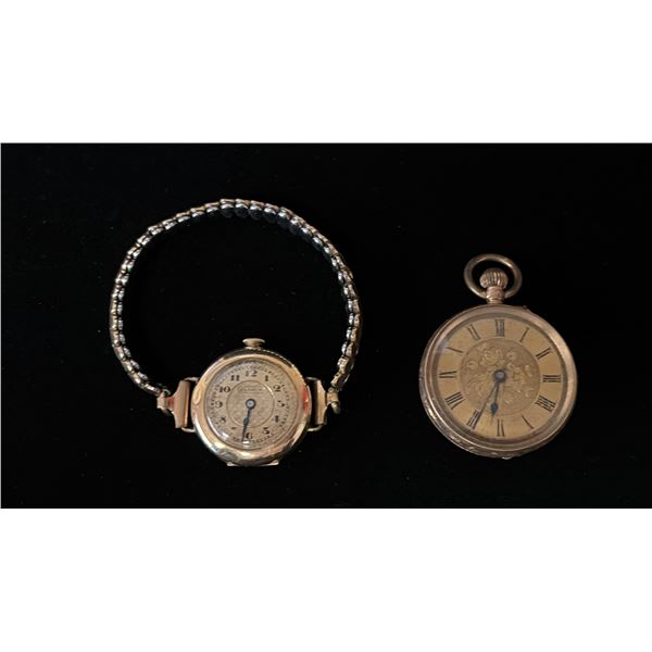 APPROX 14K JSS SMITH WRISTWATCH (REQUIRES SERVICE) 7 APPROX 14K POCKET WATCH (REQUIRES SERVICE)