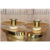 Image 5 : (2) Polished WATER BUFFALO HORN and BRASS Taper Candleholders