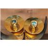 Image 6 : (2) Polished WATER BUFFALO HORN and BRASS Taper Candleholders