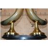 Image 7 : (2) Polished WATER BUFFALO HORN and BRASS Taper Candleholders